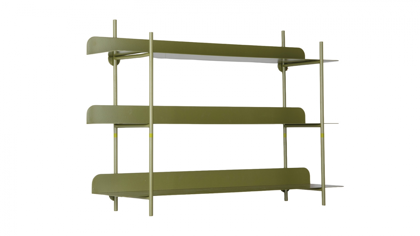 Etagère murale en métal vert kaki - Riqueza Etagère murale en métal vert kaki - Riqueza