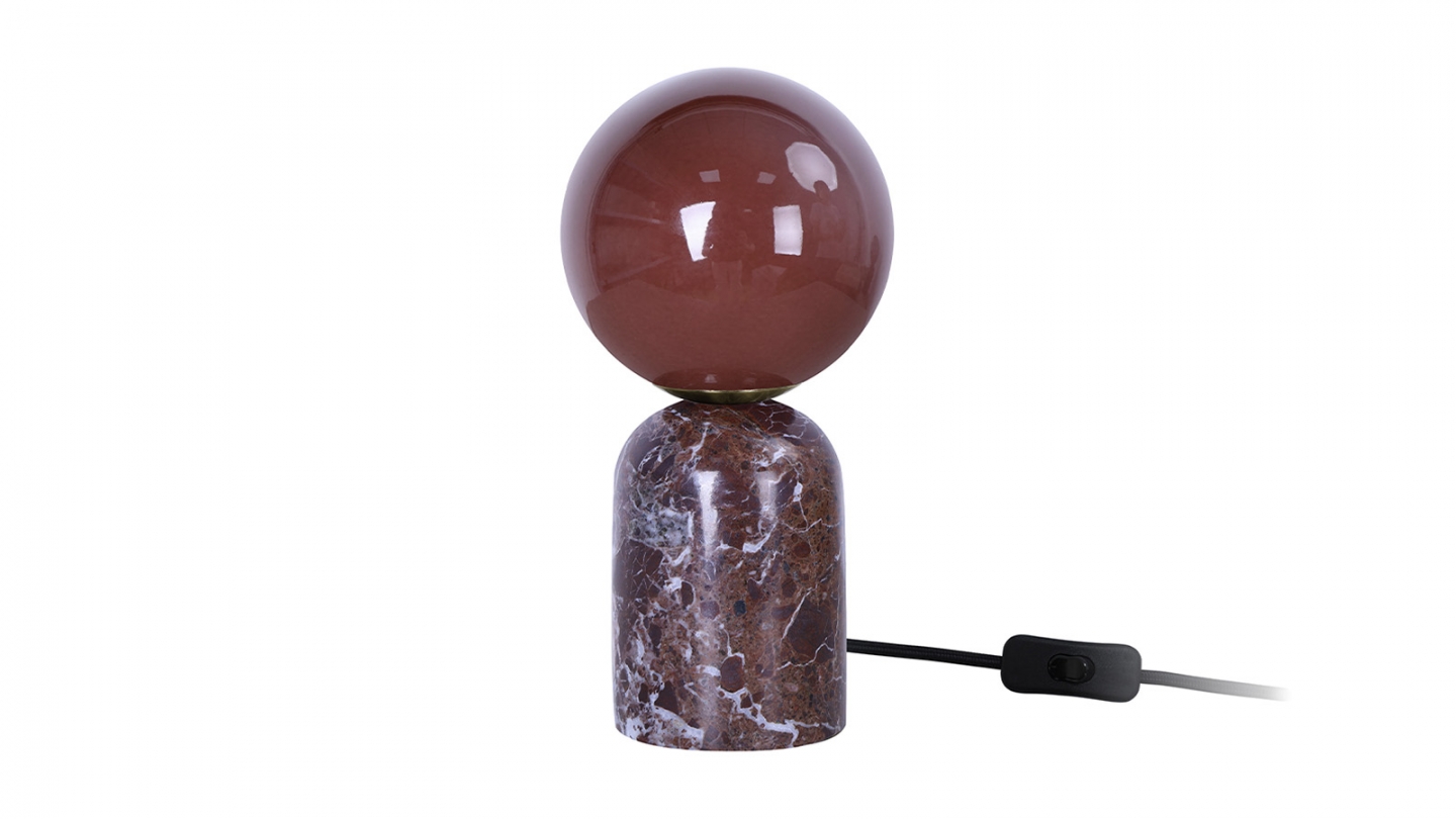 Lampe à poser sphérique en marbre bordeaux - taille S - Lazio Lampe à poser sphérique en marbre bordeaux - taille S - Lazio