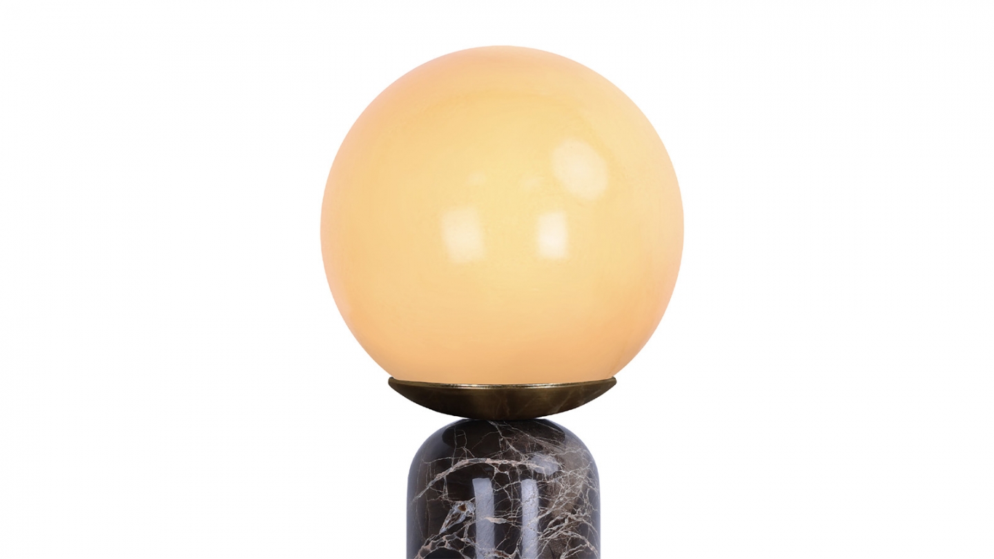 Lampe à poser sphérique en marbre chocolat - taille M - Lazio Lampe à poser sphérique en marbre chocolat - taille M - Lazio
