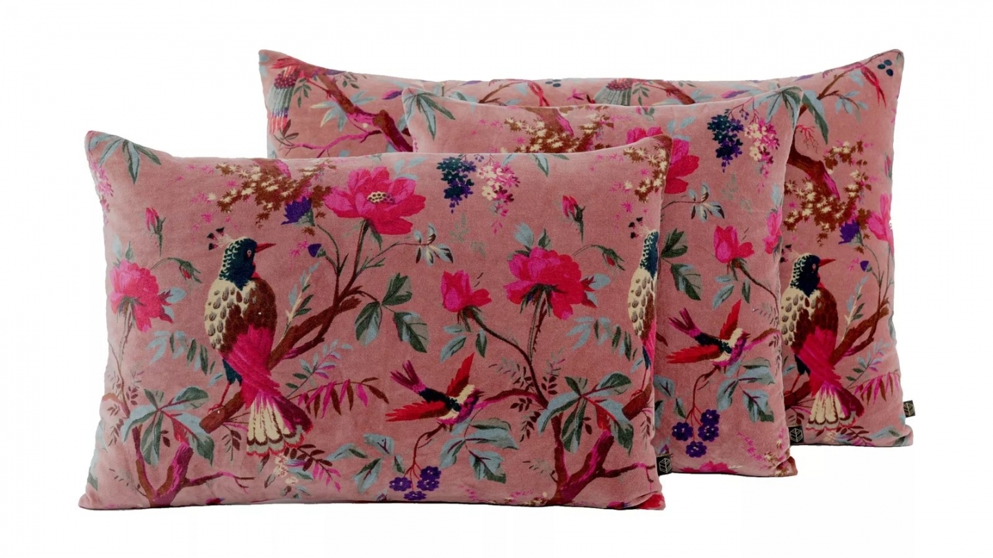 Pack intérieur & Housse de Coussin bois de rose en Velours Imprimé Oiseaux 45 x 45 cm - Birdy Pack intérieur & Housse de Coussin bois de rose en Velours Imprimé Oiseaux 45 x 45 cm - Birdy