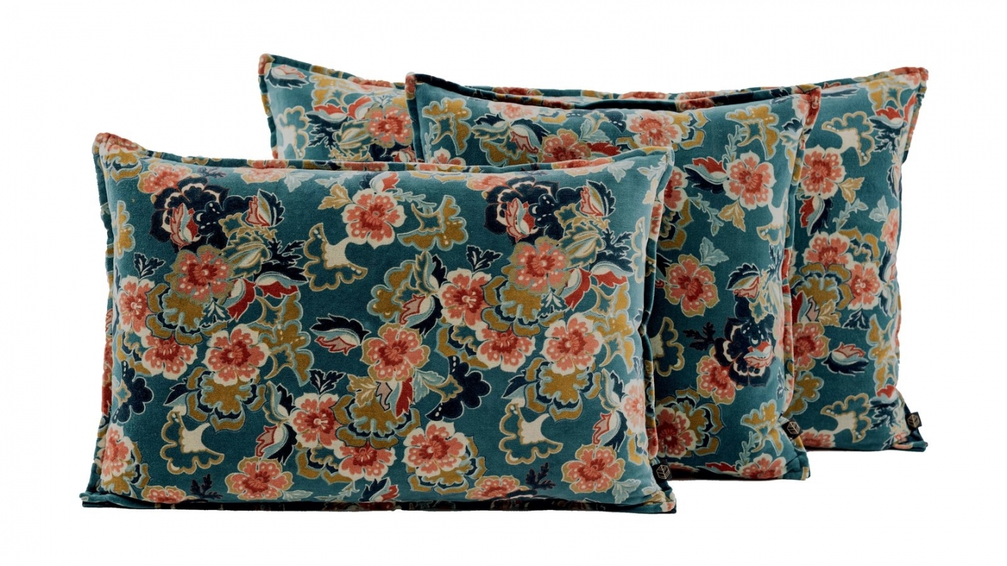 Pack intérieur & Housse de coussin en velours imprimé bleu de Prusse 40x 60 cm - Boston Pack intérieur & Housse de coussin en velours imprimé bleu de Prusse 40x 60 cm - Boston