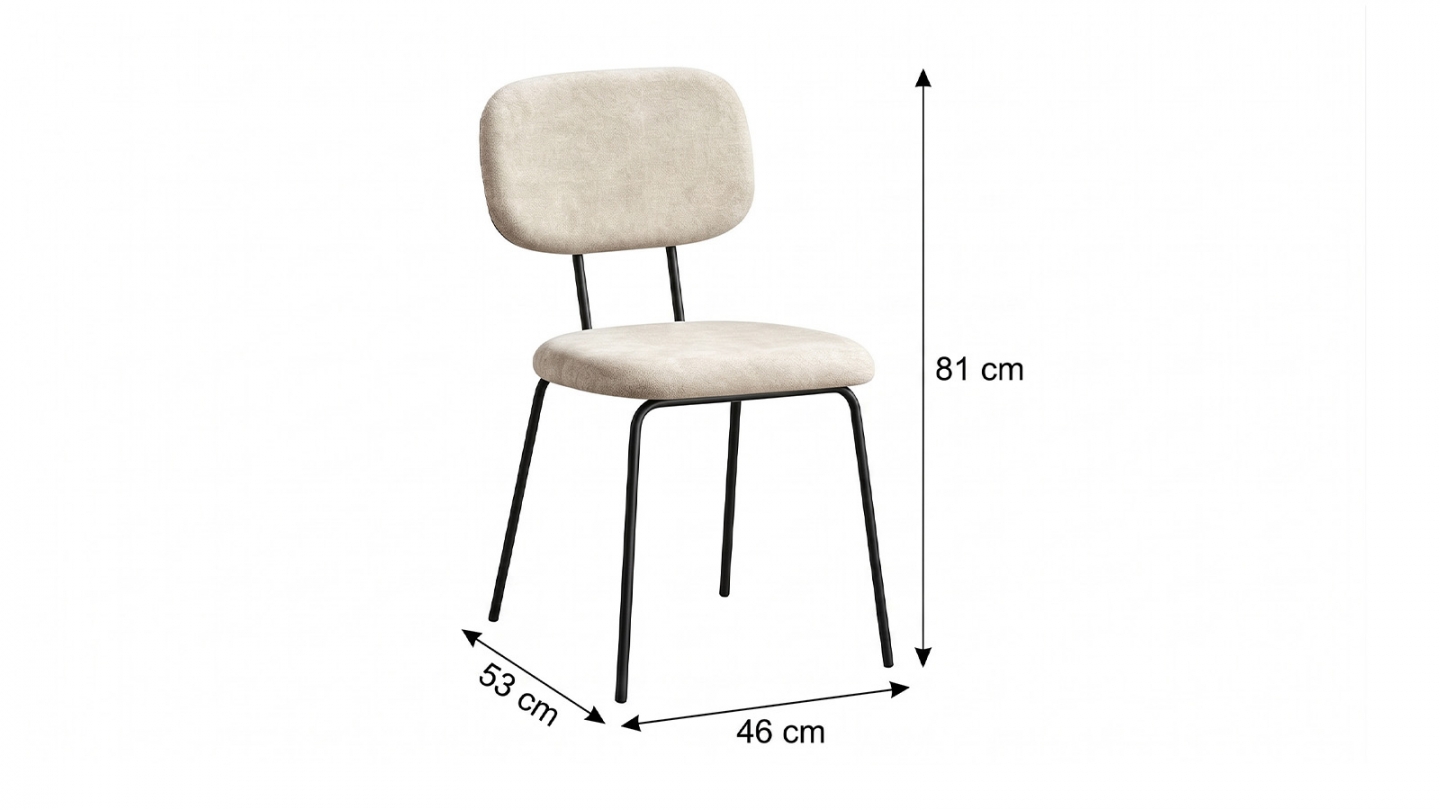 Lot de 4 chaises en tissu chenille beige foncé et piètement noir - Lucie Lot de 4 chaises en tissu chenille beige foncé et piètement noir - Lucie