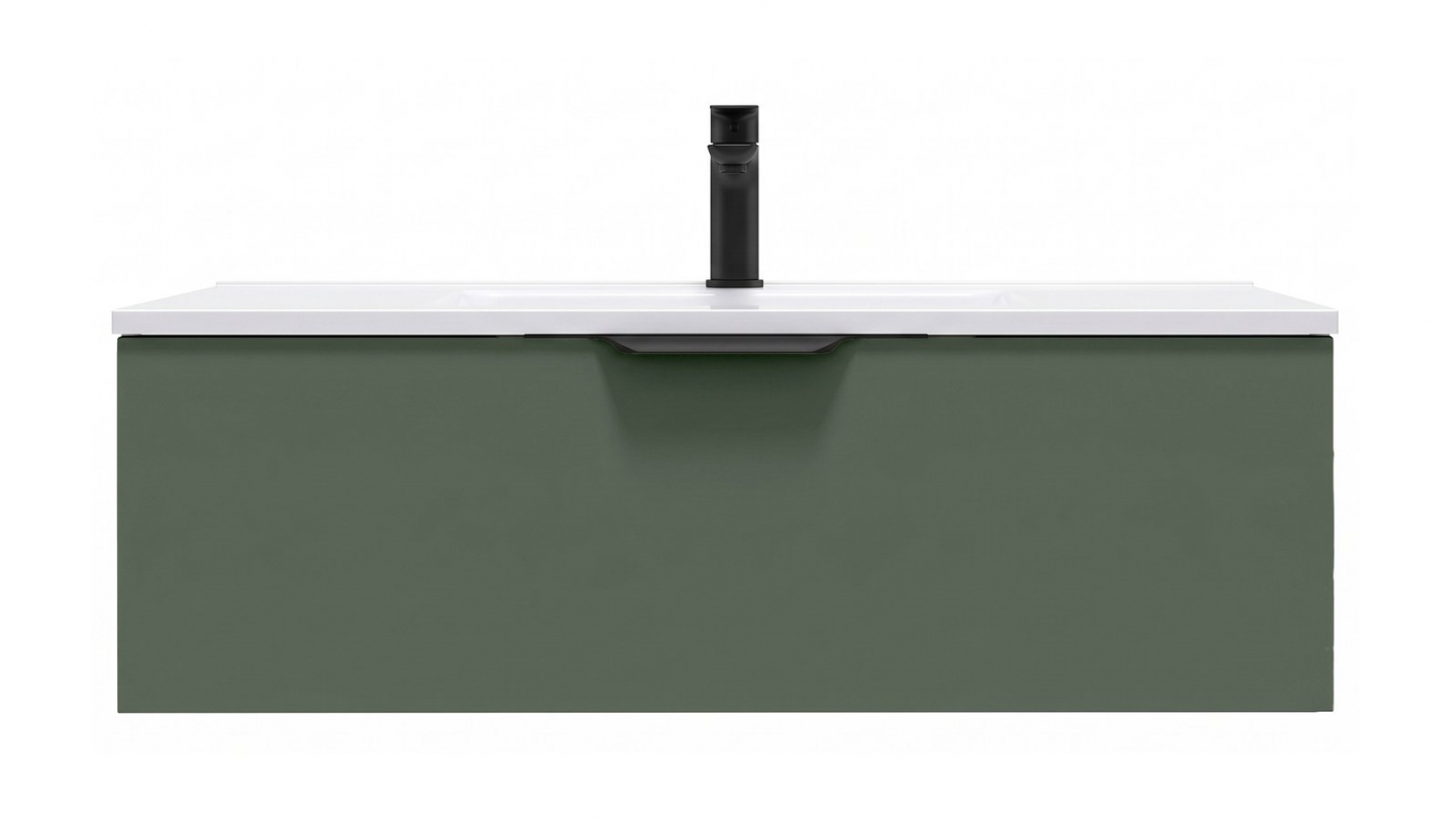 Meuble de salle de bain suspendu vasque intégrée 90cm 1 tiroir Vert Amazonie - Venice Meuble de salle de bain suspendu vasque intégrée 90cm 1 tiroir Vert Amazonie - Venice
