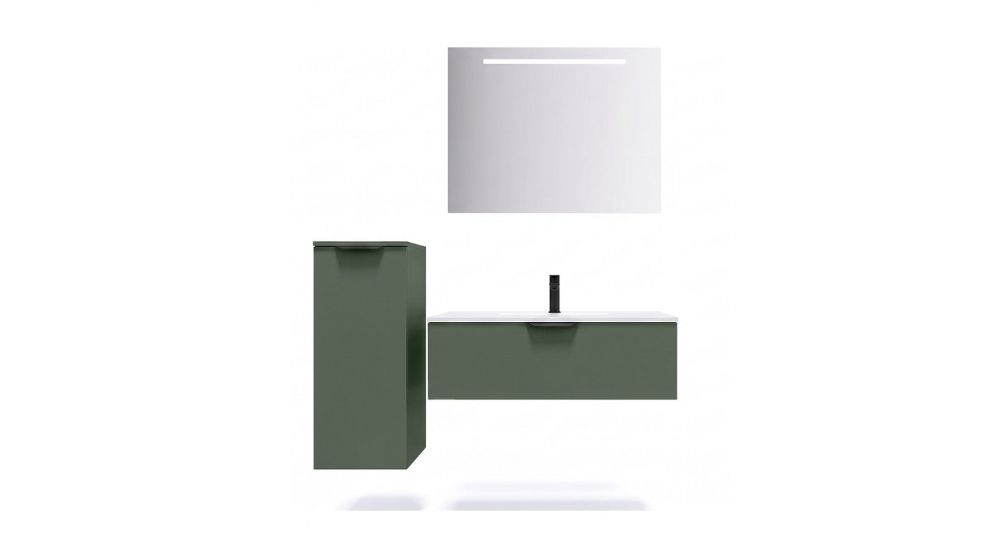 Meuble de salle de bain suspendu vasque intégrée 90cm 1 tiroir Vert Amazonie - Venice Meuble de salle de bain suspendu vasque intégrée 90cm 1 tiroir Vert Amazonie - Venice