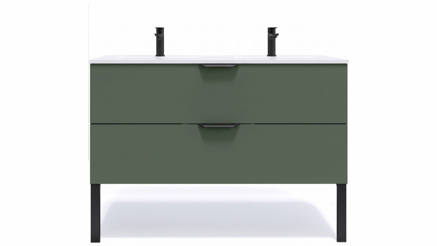 Meuble de salle de bain suspendu double vasque intégrée 120cm 2 tiroirs Vert Amazonie - Venice Meuble de salle de bain suspendu double vasque intégrée 120cm 2 tiroirs Vert Amazonie - Venice