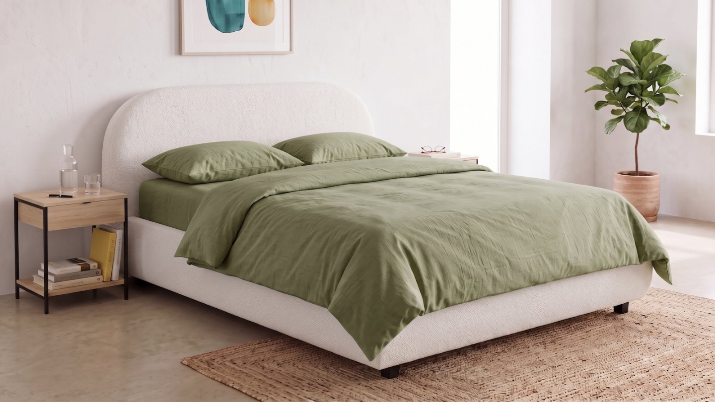 Pack 2 taies d'oreiller & Housse de couette en gaze de coton lavé kaki 260 x 240 cm - Mykonos Pack 2 taies d'oreiller & Housse de couette en gaze de coton lavé kaki 260 x 240 cm - Mykonos