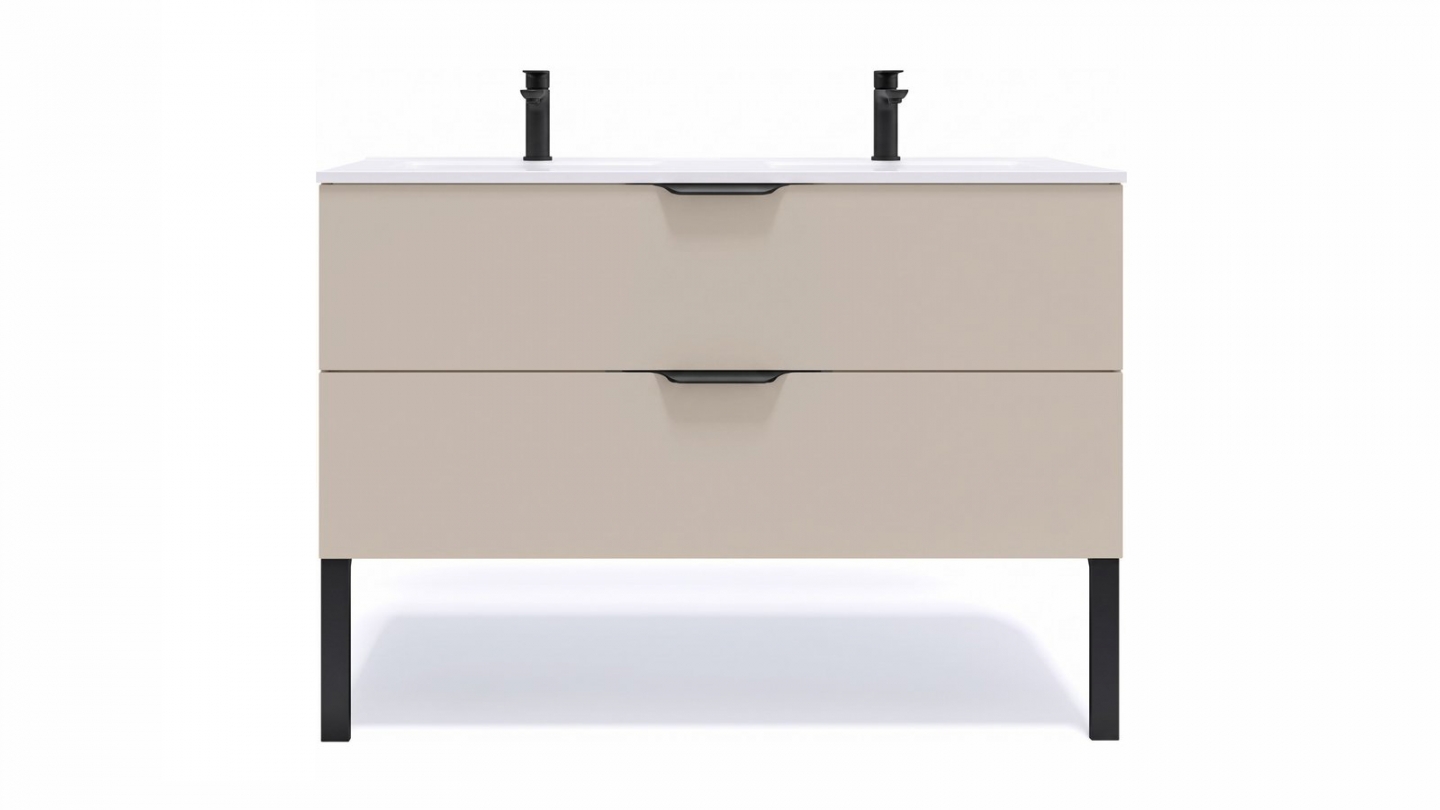 Meuble de salle de bain suspendu double vasque intégrée 120cm 2 tiroirs Beige - Venice Meuble de salle de bain suspendu double vasque intégrée 120cm 2 tiroirs Beige - Venice