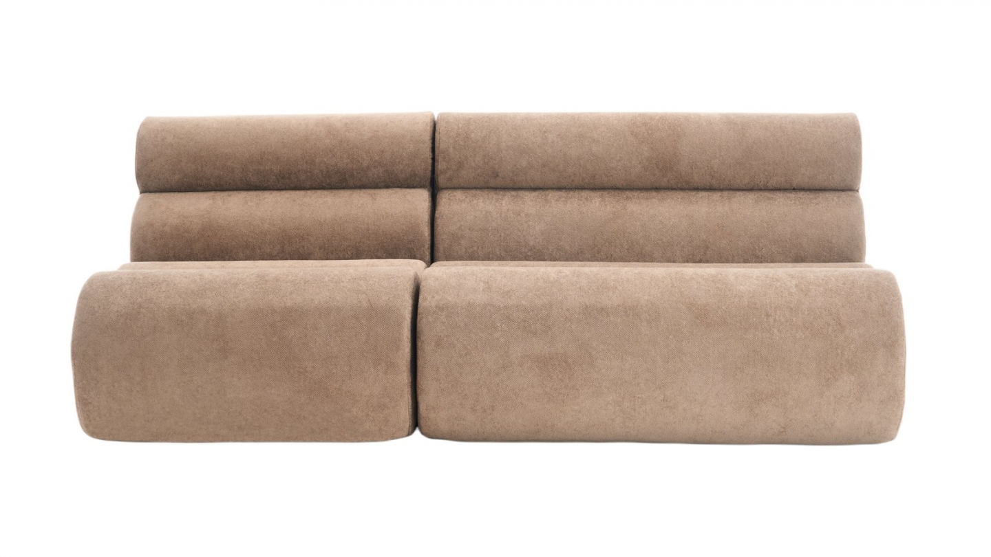 Ensemble chauffeuse + banquette modulables 3 places en tissu chenille moka - Billie Ensemble chauffeuse + banquette modulables 3 places en tissu chenille moka - Billie