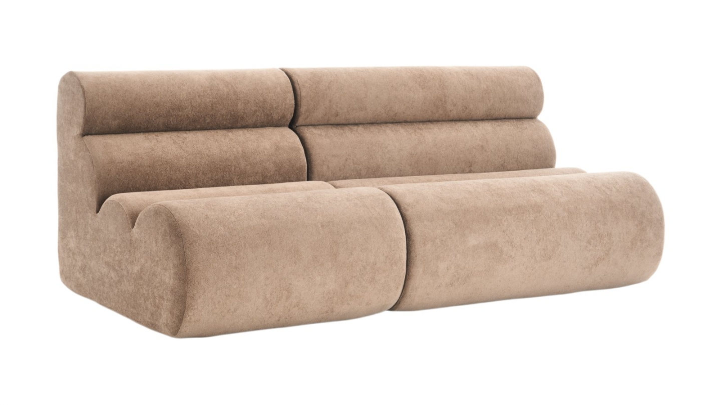 Ensemble chauffeuse + banquette modulables 3 places en tissu chenille moka - Billie Ensemble chauffeuse + banquette modulables 3 places en tissu chenille moka - Billie