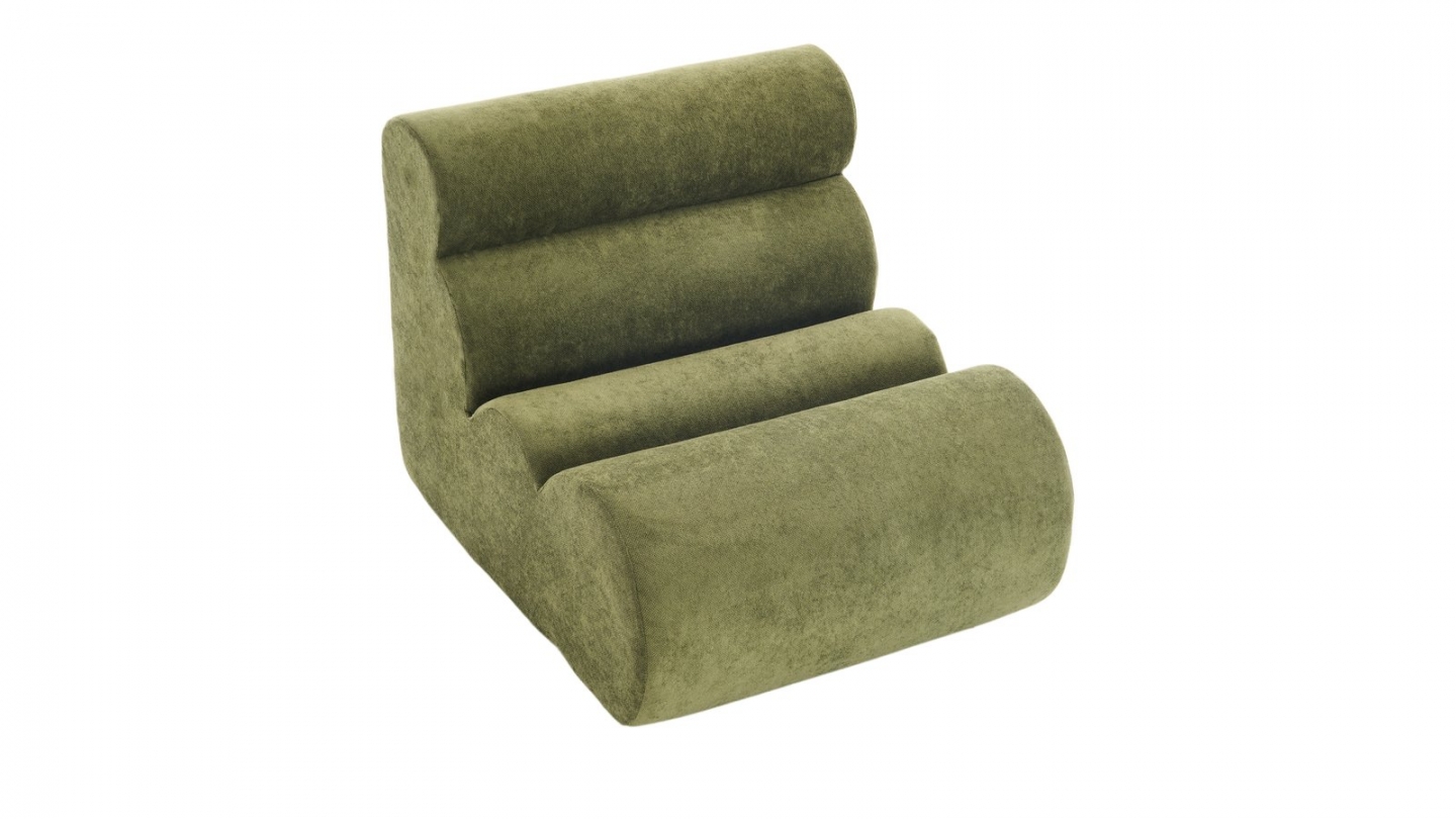 Ensemble chauffeuses + banquette modulables 4 places en tissu chenille vert kaki - Billie Ensemble chauffeuses + banquette modulables 4 places en tissu chenille vert kaki - Billie