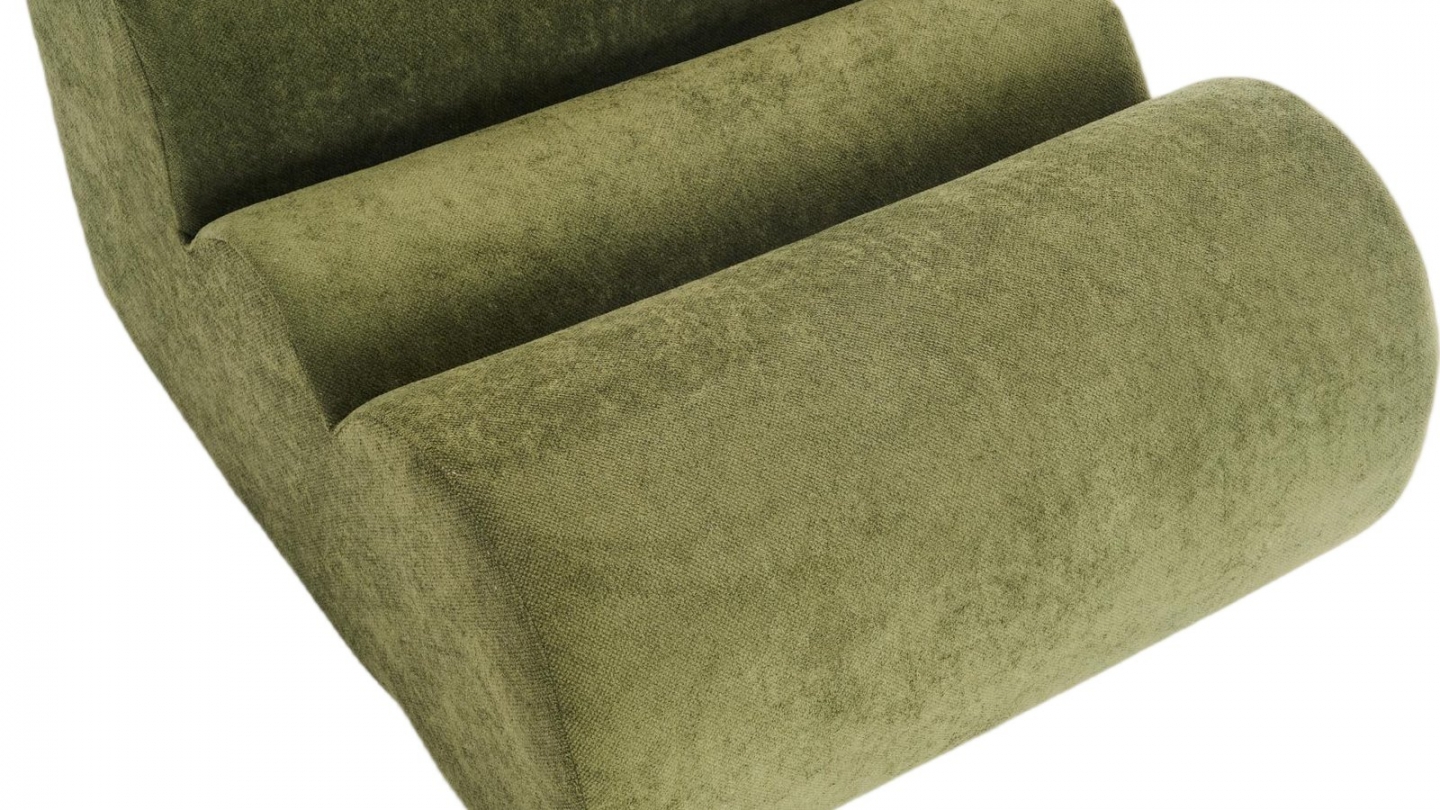Ensemble chauffeuses + banquette modulables 4 places en tissu chenille vert kaki - Billie Ensemble chauffeuses + banquette modulables 4 places en tissu chenille vert kaki - Billie