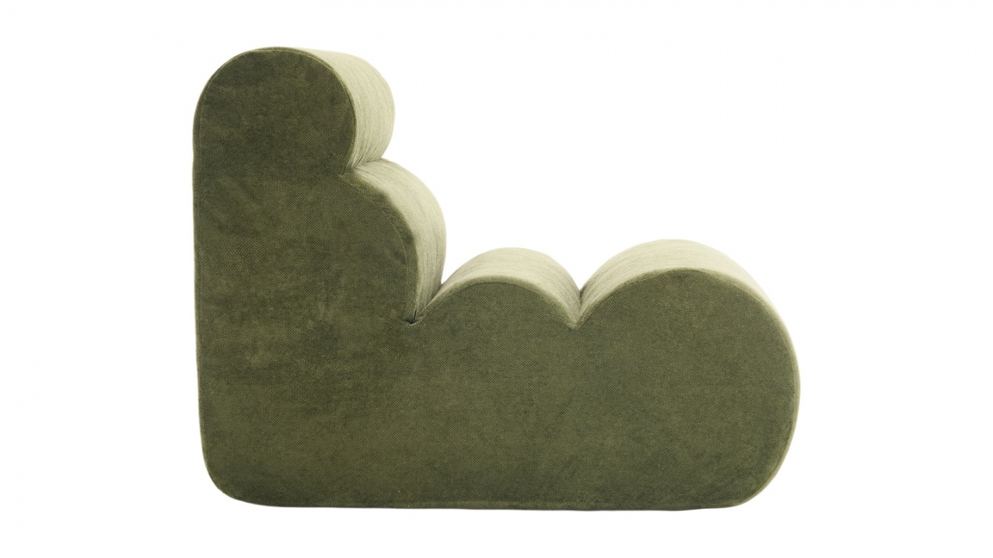 Ensemble chauffeuses + banquette modulables 4 places en tissu chenille vert kaki - Billie Ensemble chauffeuses + banquette modulables 4 places en tissu chenille vert kaki - Billie