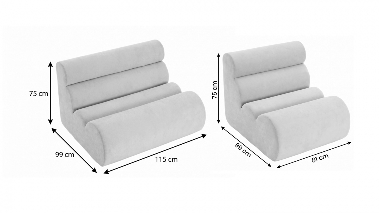 Ensemble chauffeuses + banquette modulables 4 places en tissu chenille moka - Billie Ensemble chauffeuses + banquette modulables 4 places en tissu chenille moka - Billie