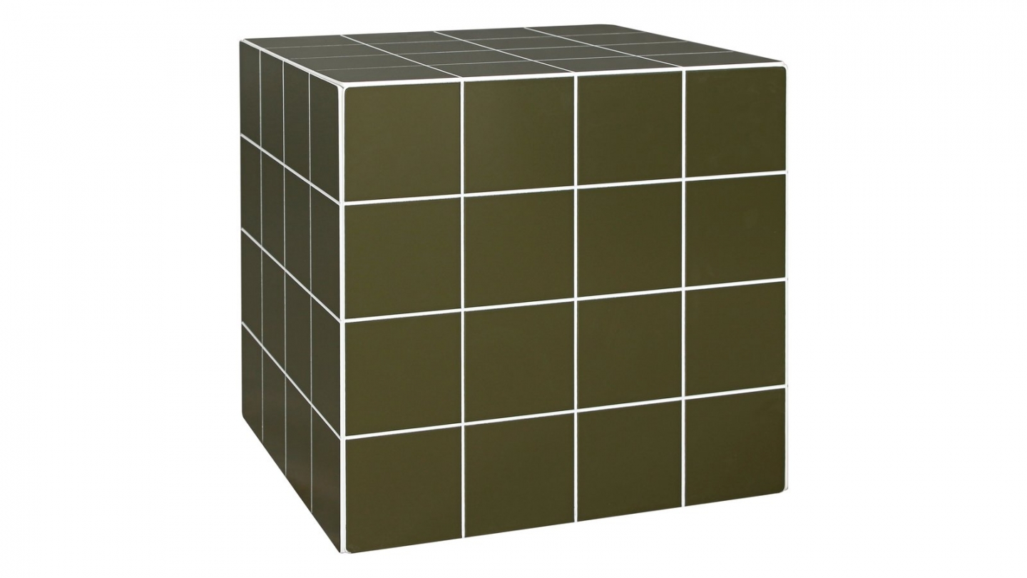 Bout de canapé cubique effet mosaïque vert olive 40 cm - Ibiza Bout de canapé cubique effet mosaïque vert olive 40 cm - Ibiza