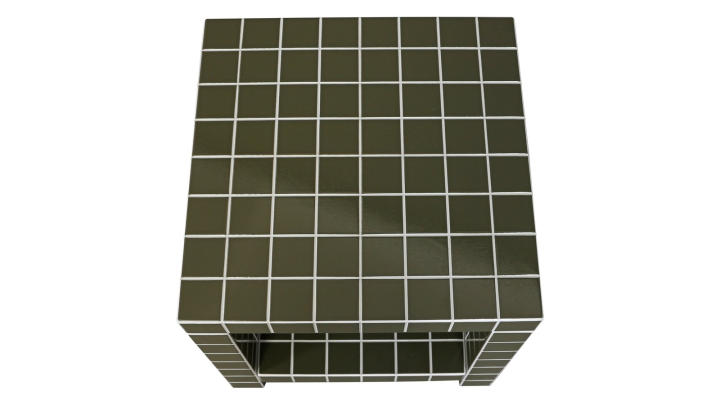 Bout de canapé cubique avec niche effet mosaïque vert olive 40 cm - Ibiza Bout de canapé cubique avec niche effet mosaïque vert olive 40 cm - Ibiza