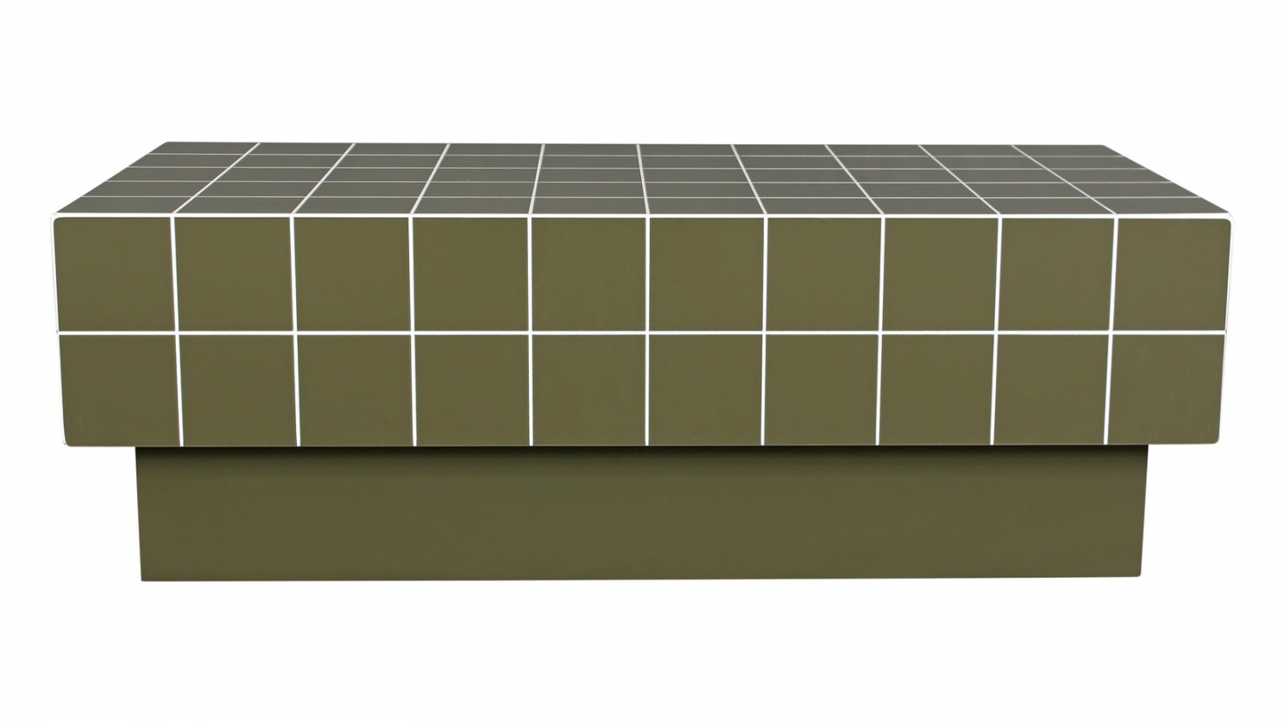 Table basse rectangulaire effet mosaïque vert olive 100 cm - Ibiza Table basse rectangulaire effet mosaïque vert olive 100 cm - Ibiza