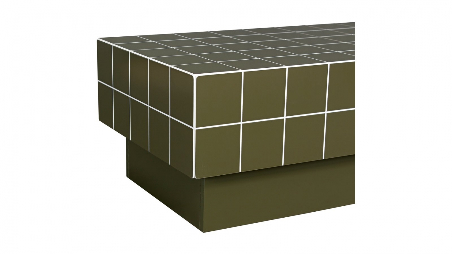 Table basse rectangulaire effet mosaïque vert olive 100 cm - Ibiza Table basse rectangulaire effet mosaïque vert olive 100 cm - Ibiza