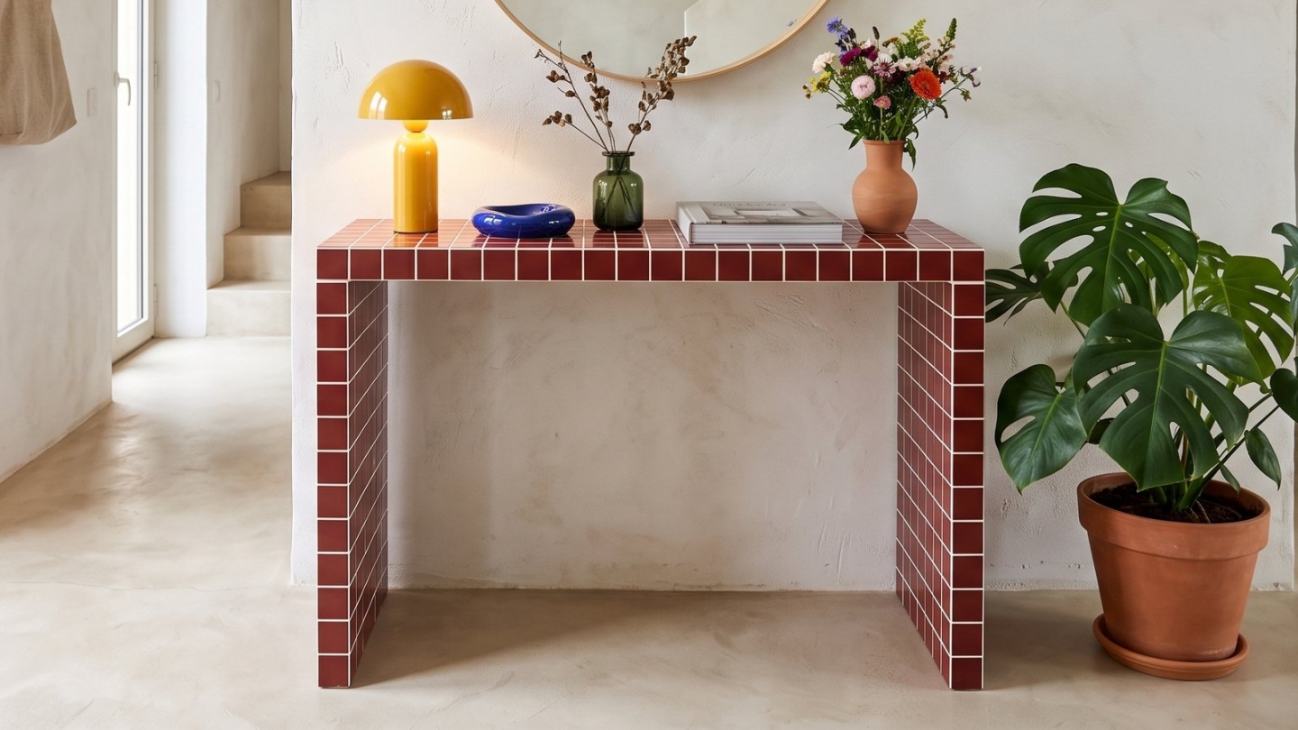 Console effet mosaïque bordeaux 100 cm - Ibiza Console effet mosaïque bordeaux 100 cm - Ibiza