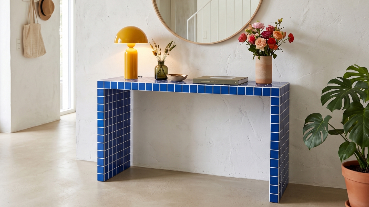 Console effet mosaïque bleu électrique 100 cm - Ibiza Console effet mosaïque bleu électrique 100 cm - Ibiza