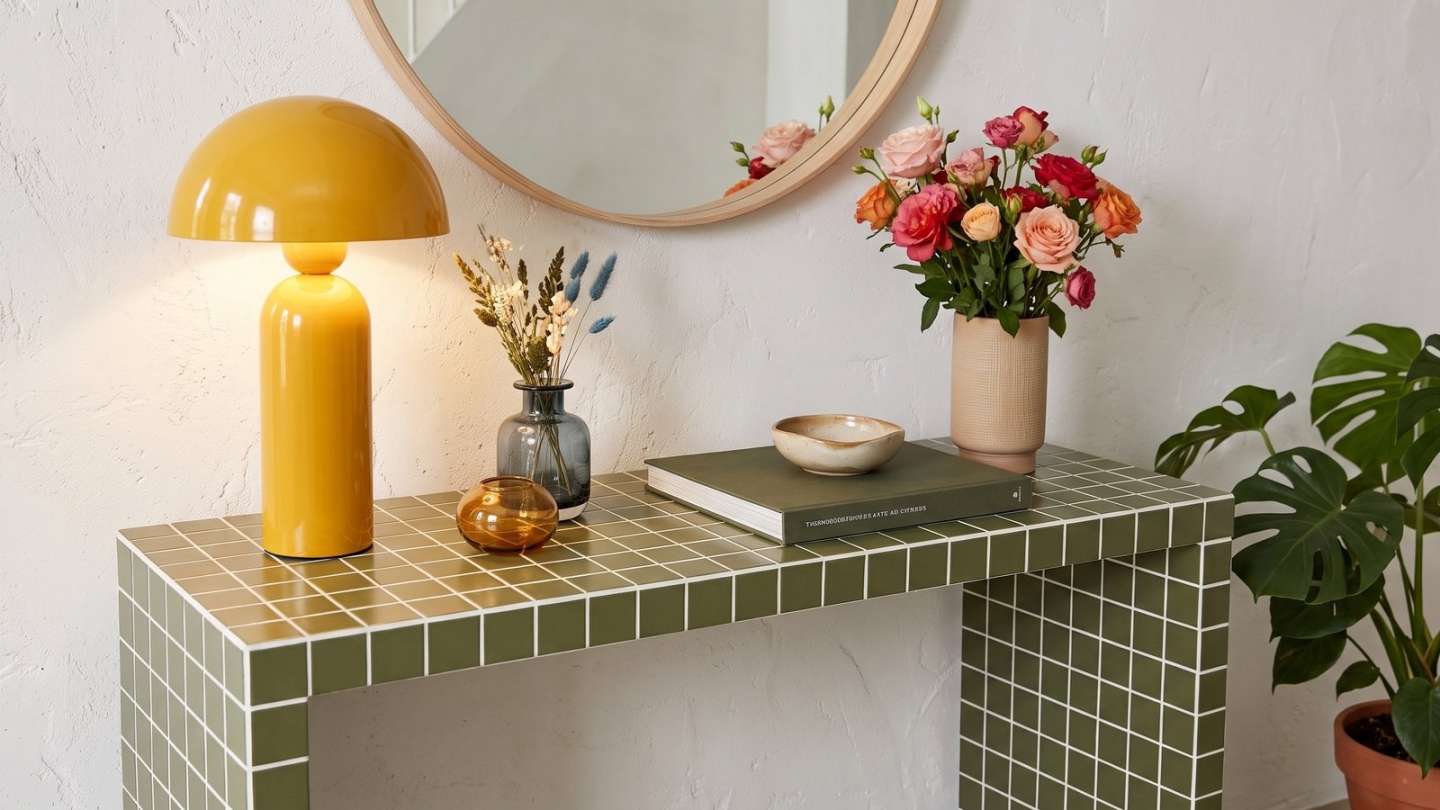 Console effet mosaïque vert olive 100 cm - Ibiza Console effet mosaïque vert olive 100 cm - Ibiza