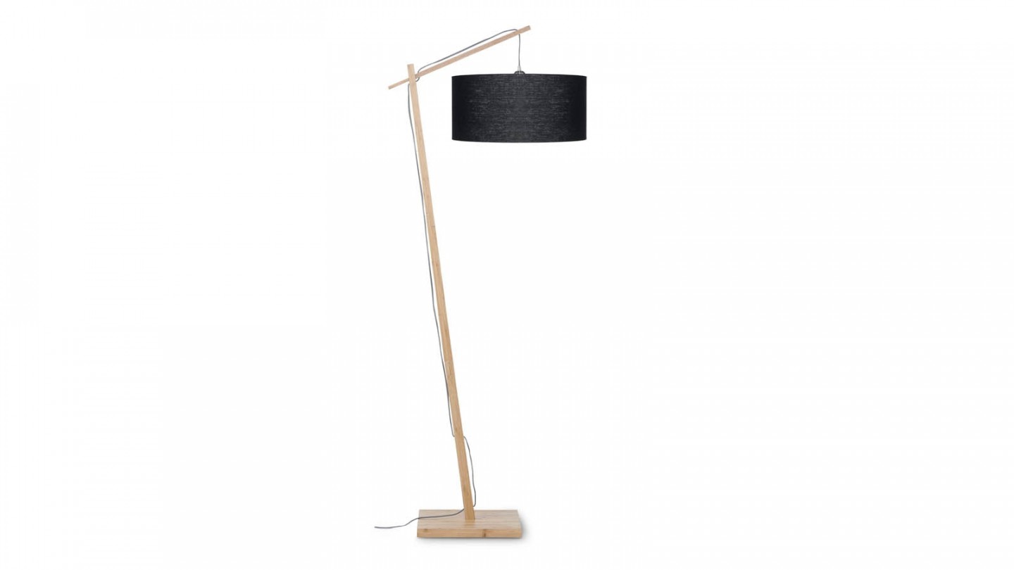 Lampadaire en bambou abat jour en lin noir - Collection Andes - Good&Mojo