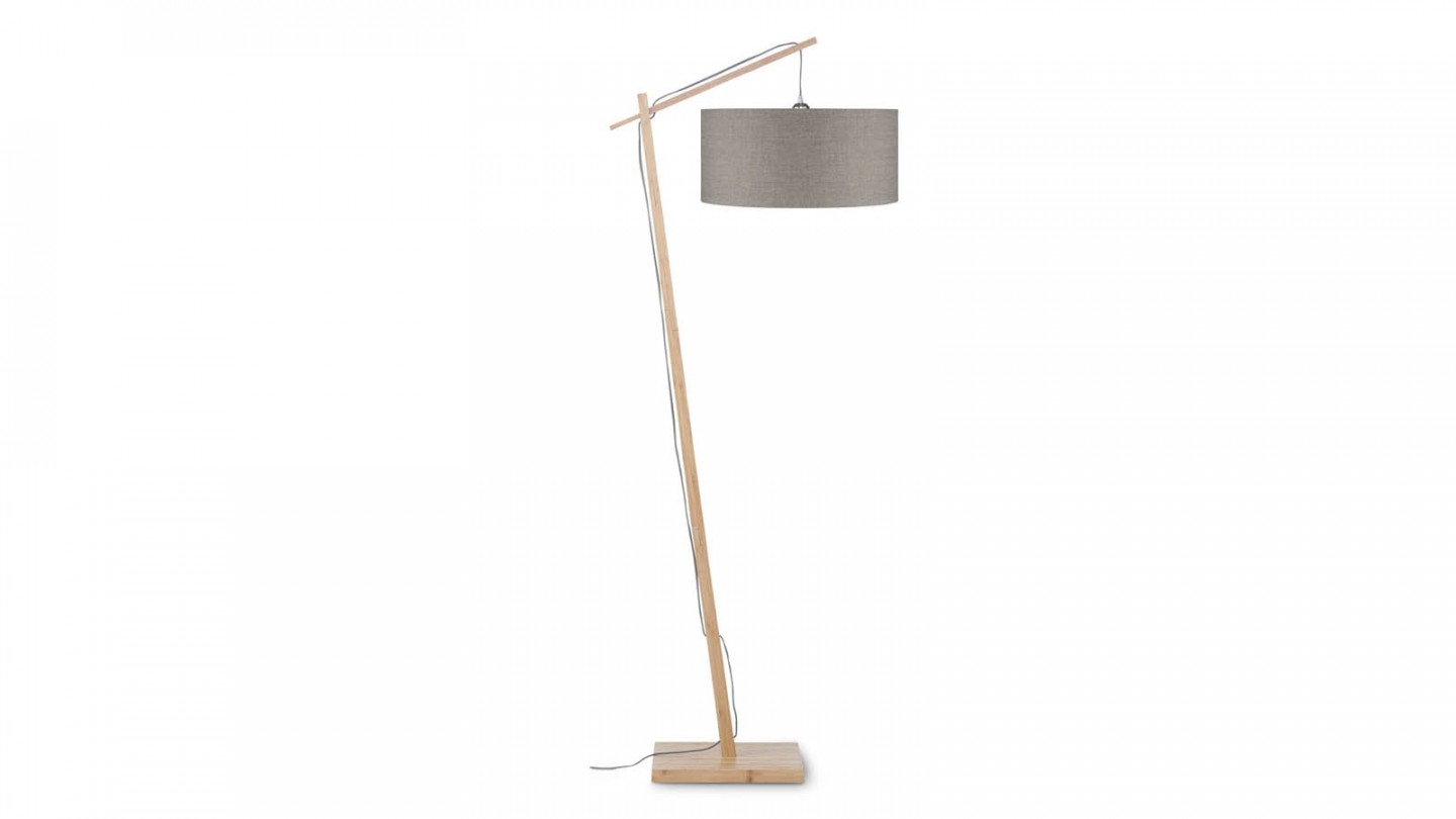 Lampadaire en bambou abat jour en lin foncé - Collection Andes - Good&Mojo