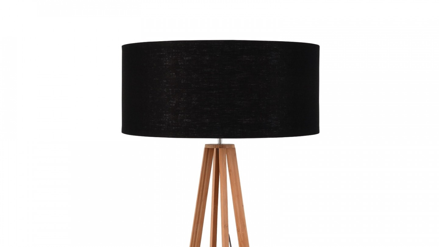 Lampadaire en bambou abat jour en lin noir - Collection Eeverest - Good&Mojo