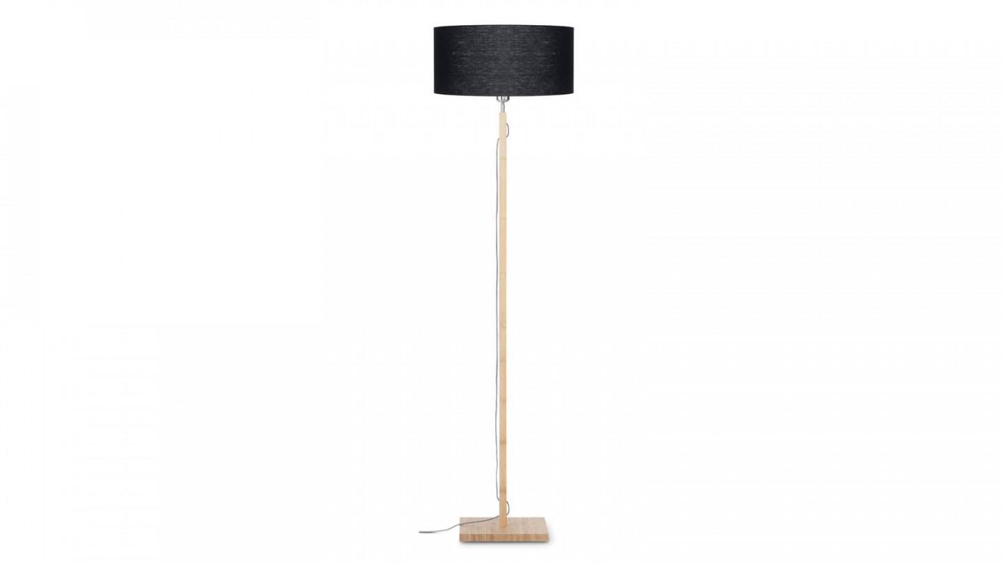 Lampadaire en bambou abat jour en lin noir - Collection Fuji - Good&Mojo