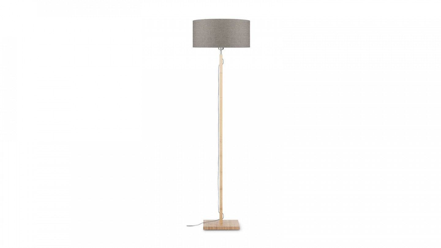 Lampadaire en bambou abat jour en lin foncé - Collection Fuji - Good&Mojo