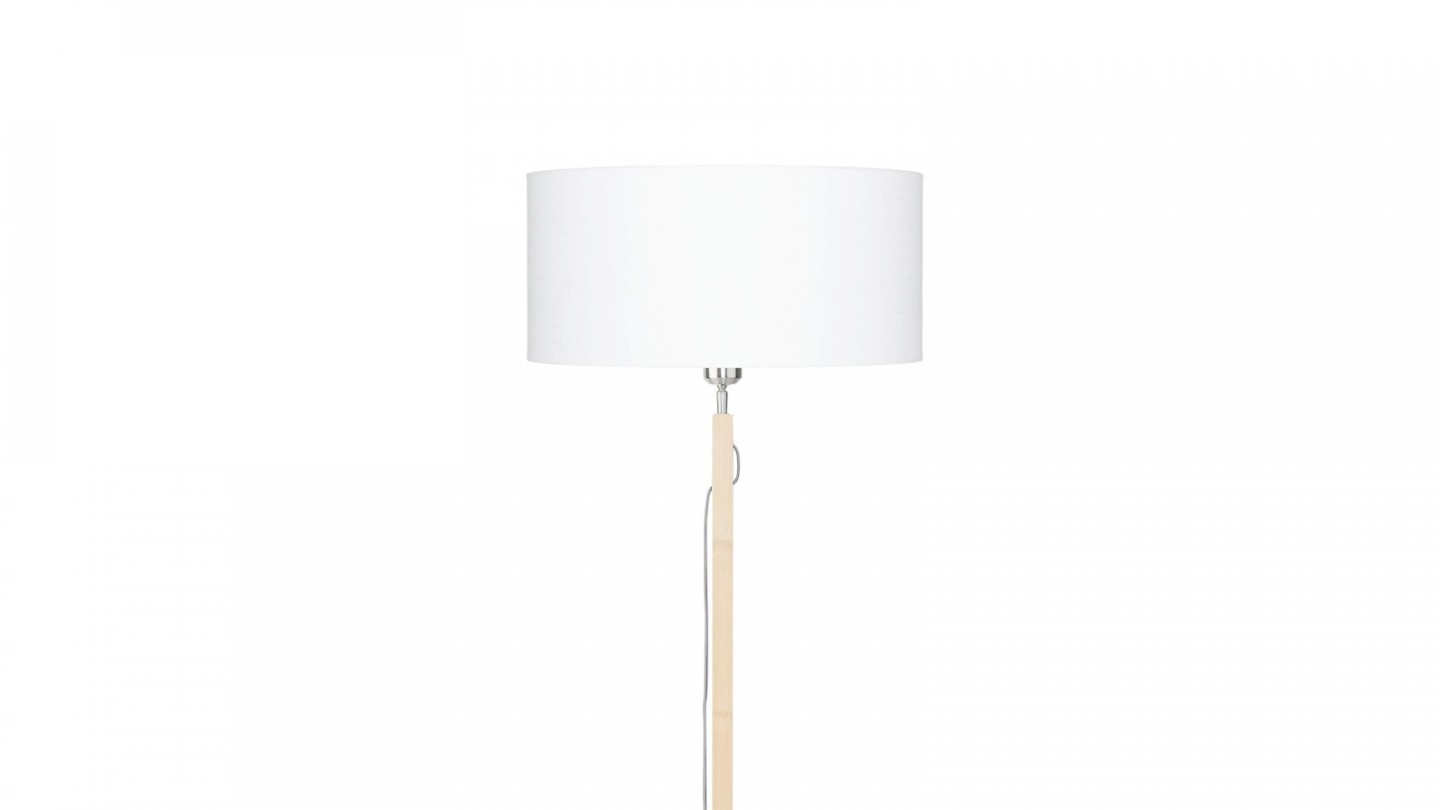 Lampadaire en bambou abat jour en lin blanc - Collection Fuji - Good&Mojo