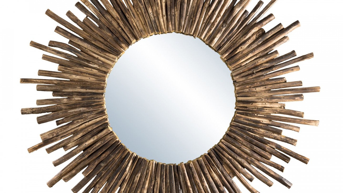 Miroir rond soleil en branches - Collection Clara