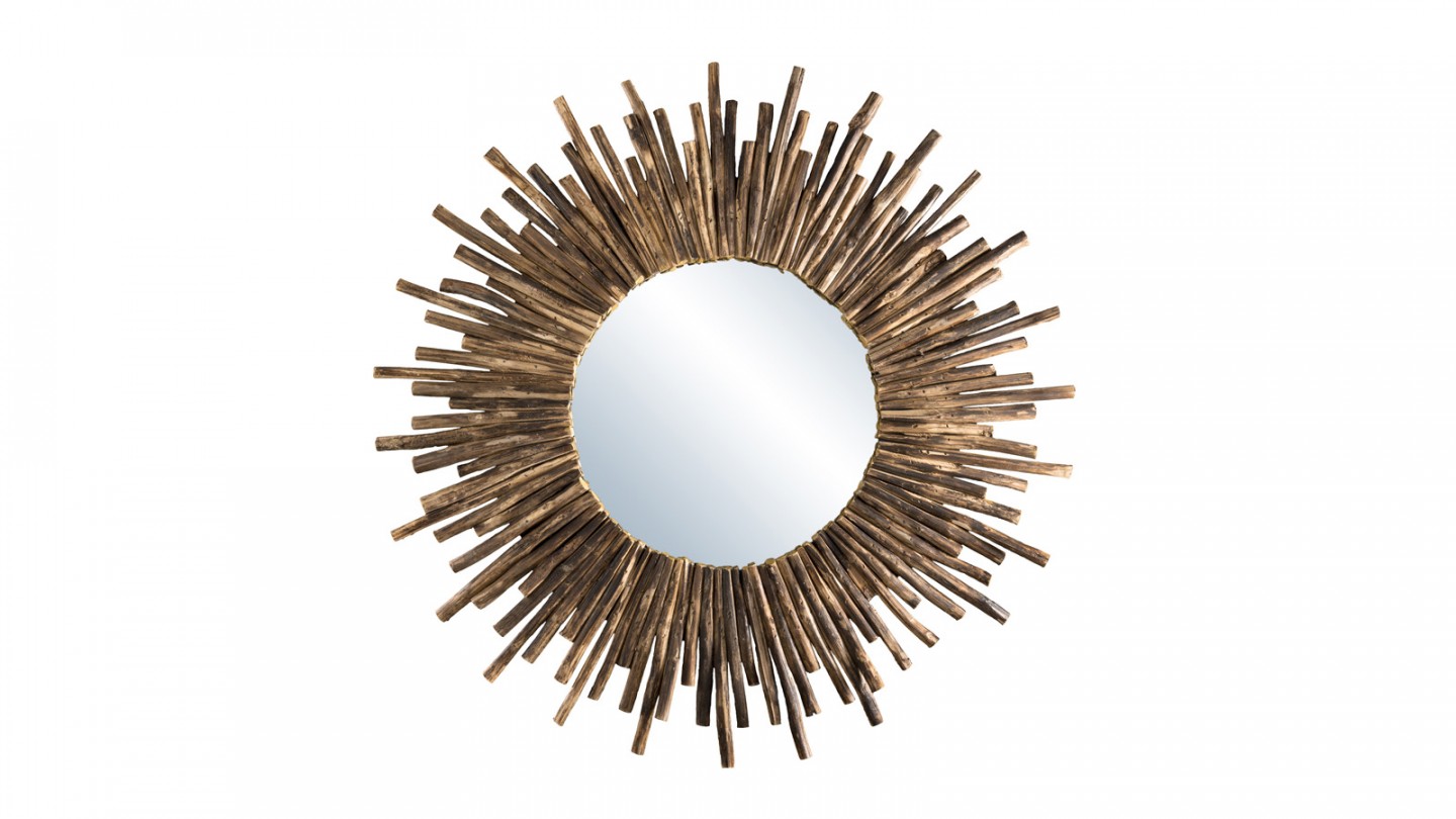 Miroir rond soleil en branches - Collection Clara