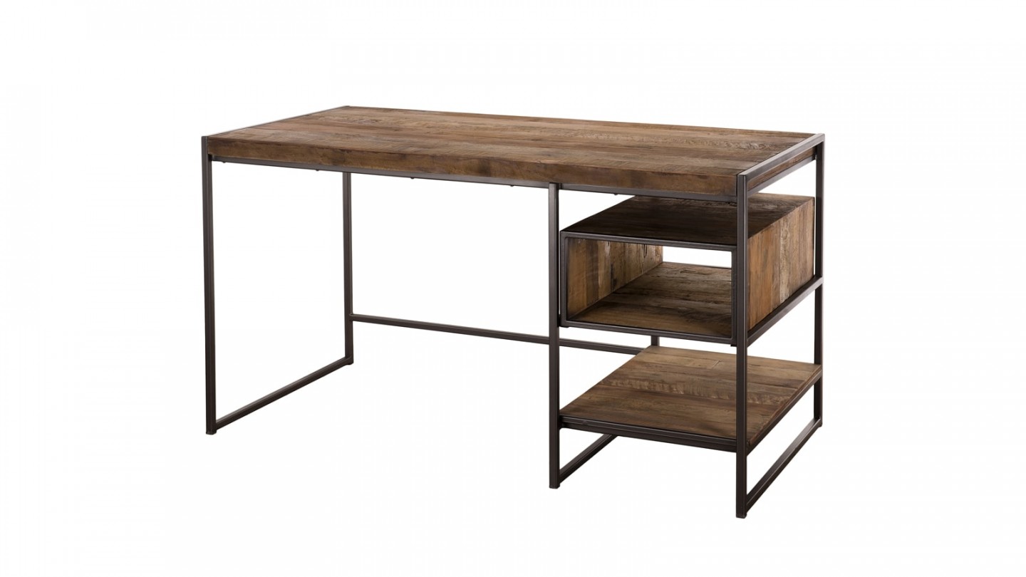 Bureau en teck recyclé acacia et métal - Collection Sixtine