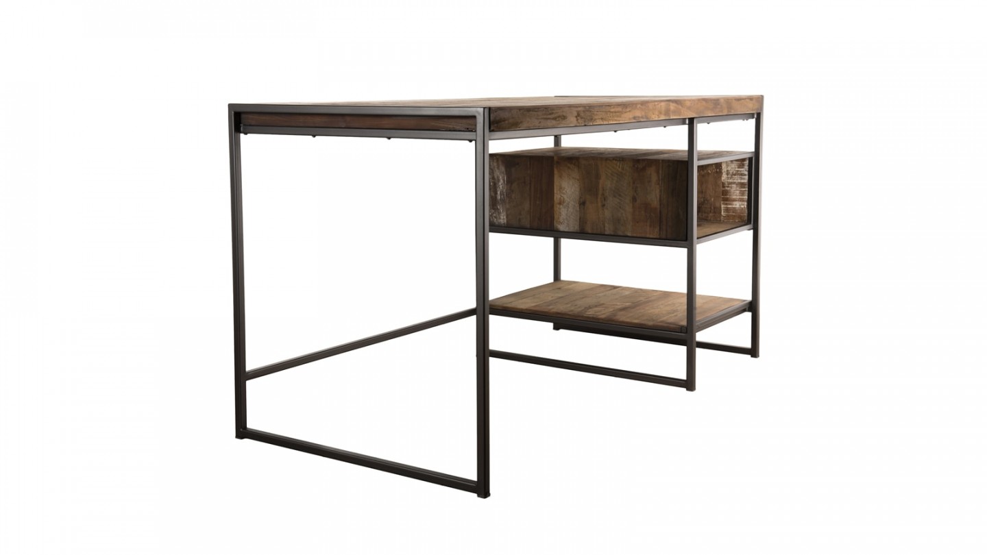 Bureau en teck recyclé acacia et métal - Collection Sixtine