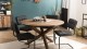Table à manger ronde 5 personnes piètement croisé en teck recyclé et acacia - Athena