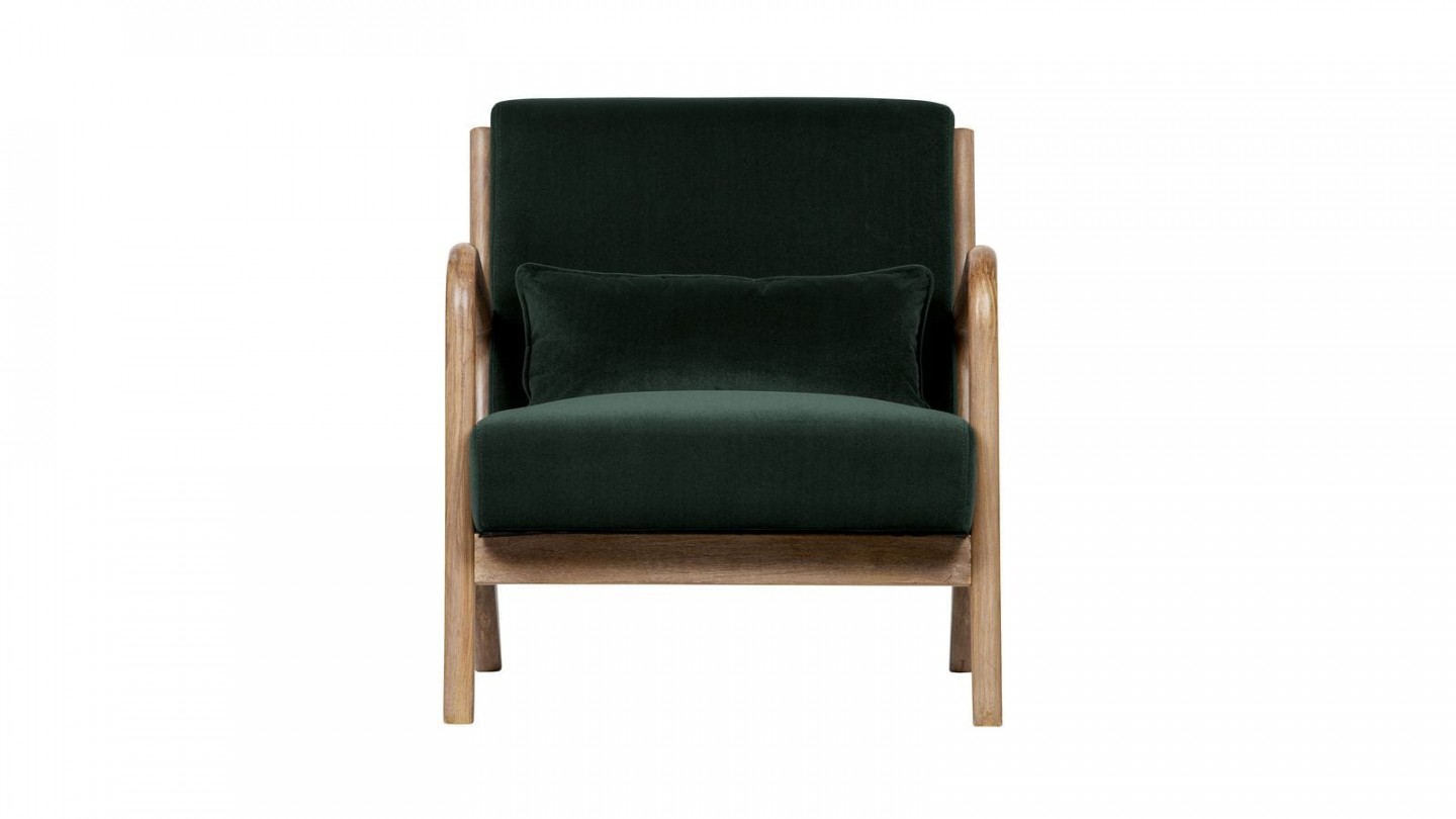 Fauteuil en bois et velours vert - Collection Mark - Woood