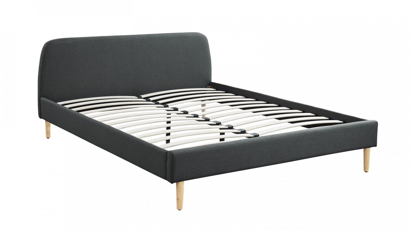 Ensemble matelas mémoire 180x200 Memo Luxe + Lit gris foncé avec sommier Gaby - Mousse HD + Mémoire de forme - Hbedding