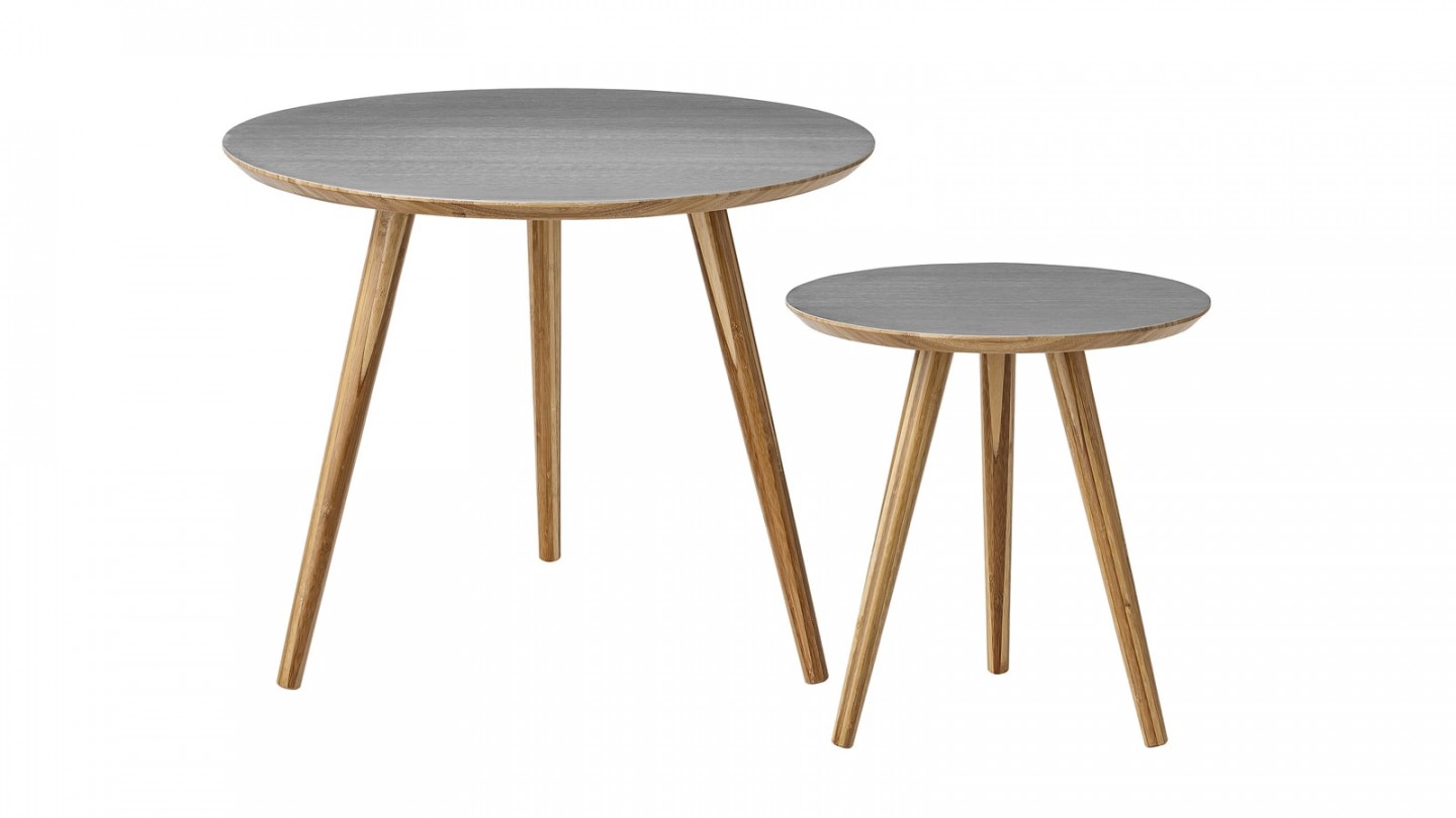 Lot de 2 tables basses grises - Collection Cortado