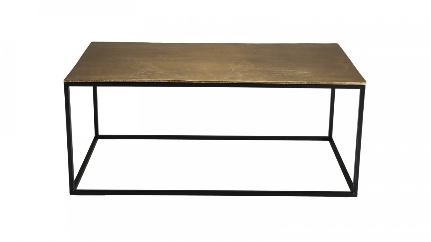 Table basse rectangulaire 98x57cm en aluminium doré - Collection Johan