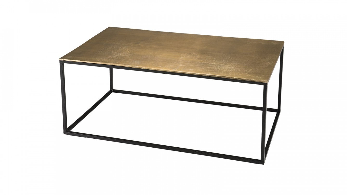 Table basse rectangulaire 98x57cm en aluminium doré - Collection Johan