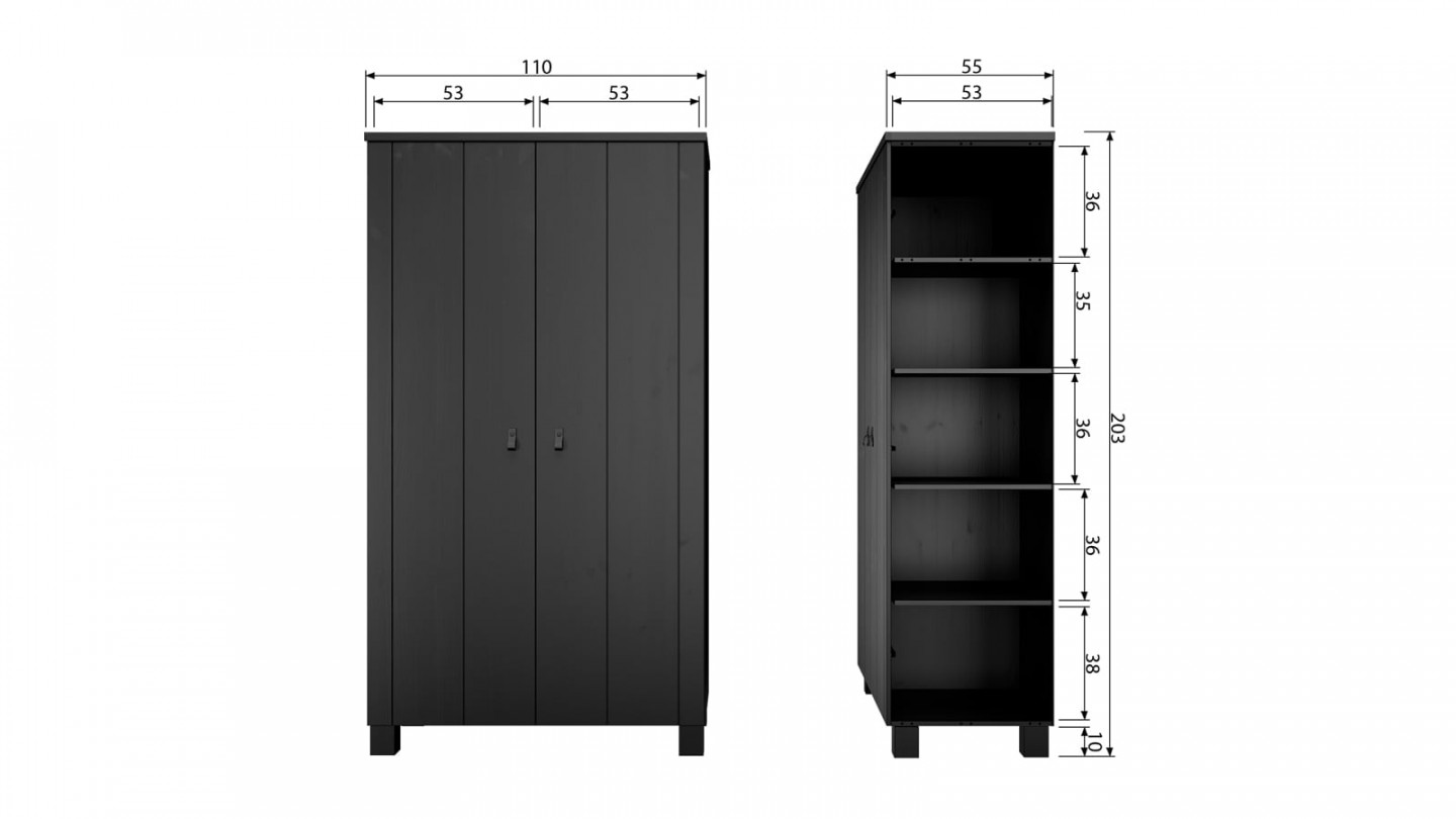 Armoire en pin noir - Collection Ties - Woood