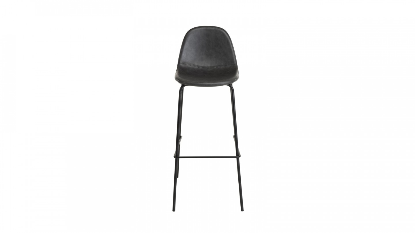 Lot de 2 tabourets de bar en simili cuir noir - Collection Tom