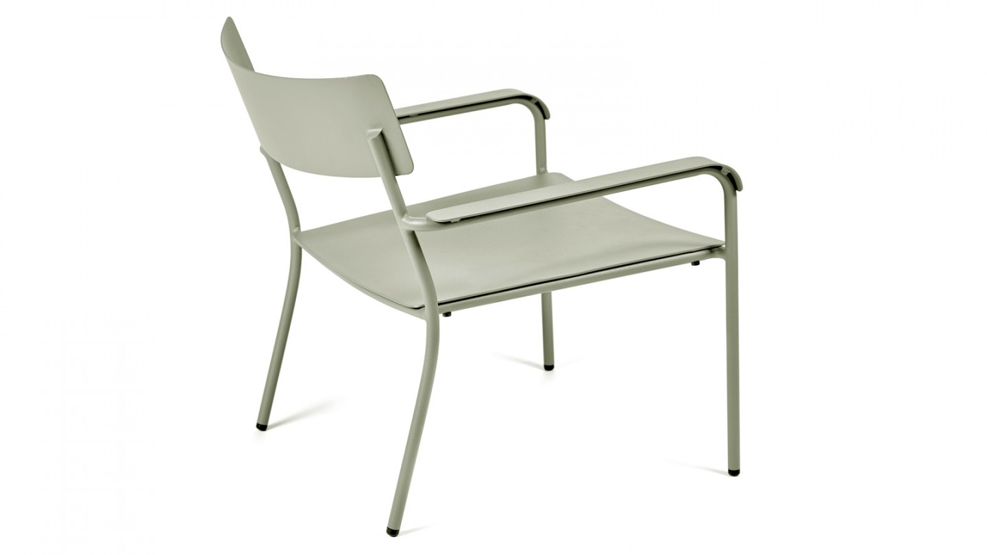 Lot de 2 fauteuils avec accoudoirs en aluminium vert - Collection August