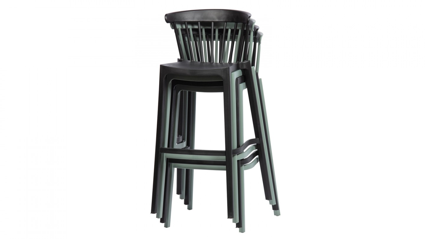 Lot de 2 tabourets de bar en plastique noir - Collection Bliss - Woood