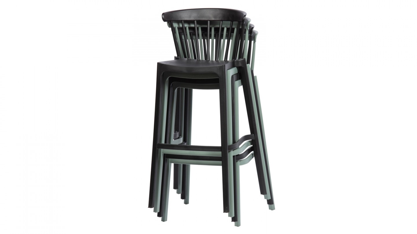 Lot de 2 tabourets de bar en plastique vert jade - Collection Bliss - Woood