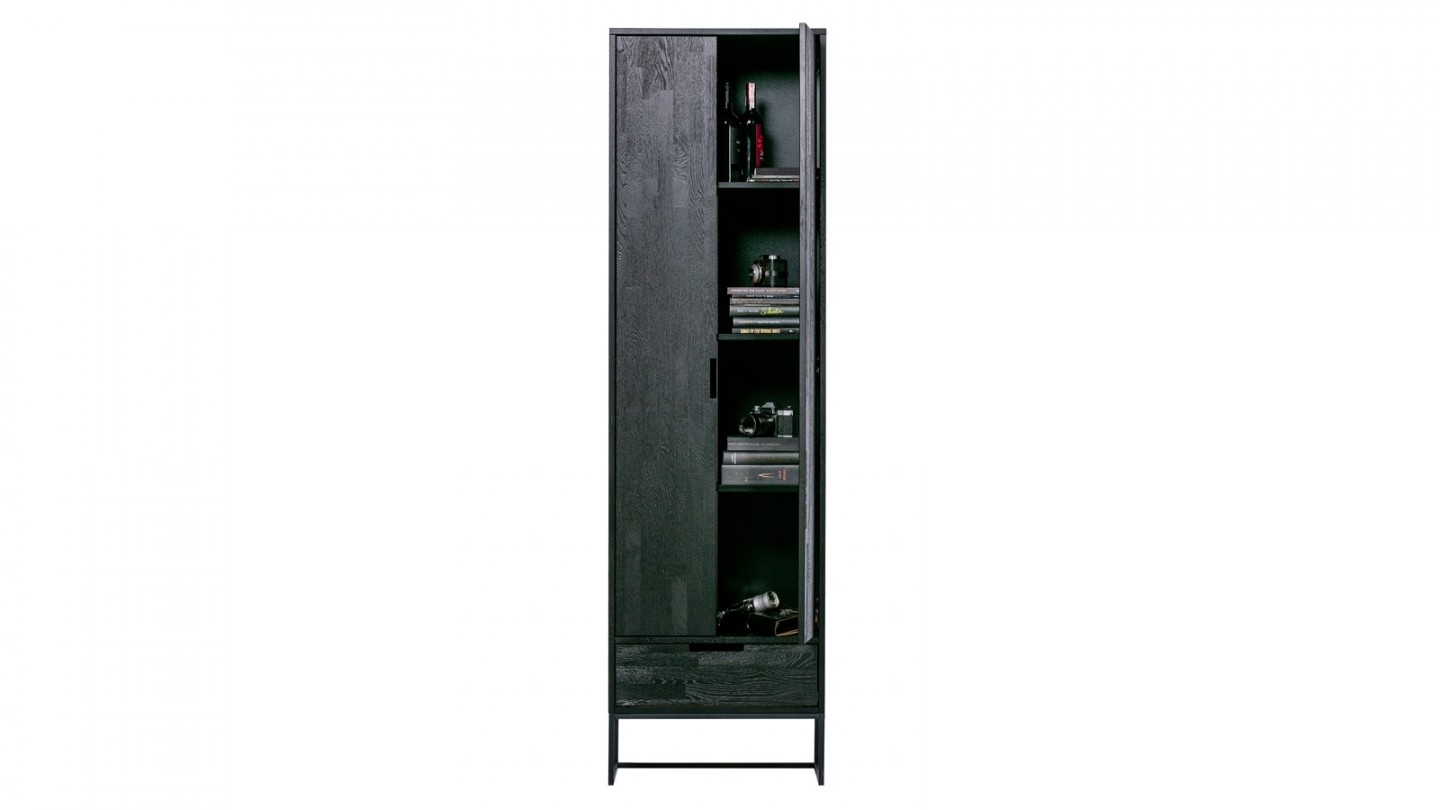 Armoire 2 portes 1 tiroir en bois noir - Collection Silas - Woood