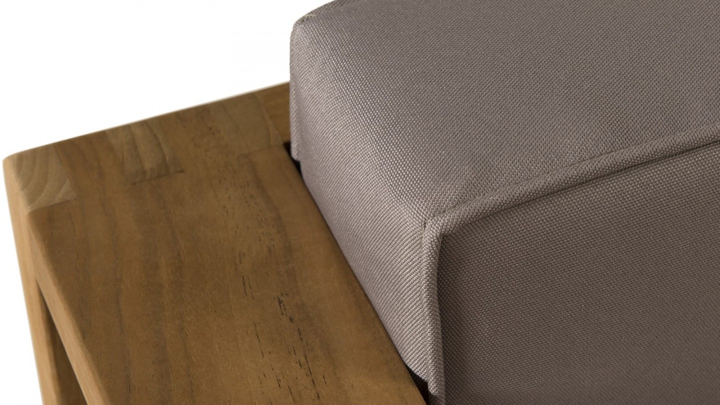 Salon de jardin 5 places en teck avec coussins taupe - Collection Majorque