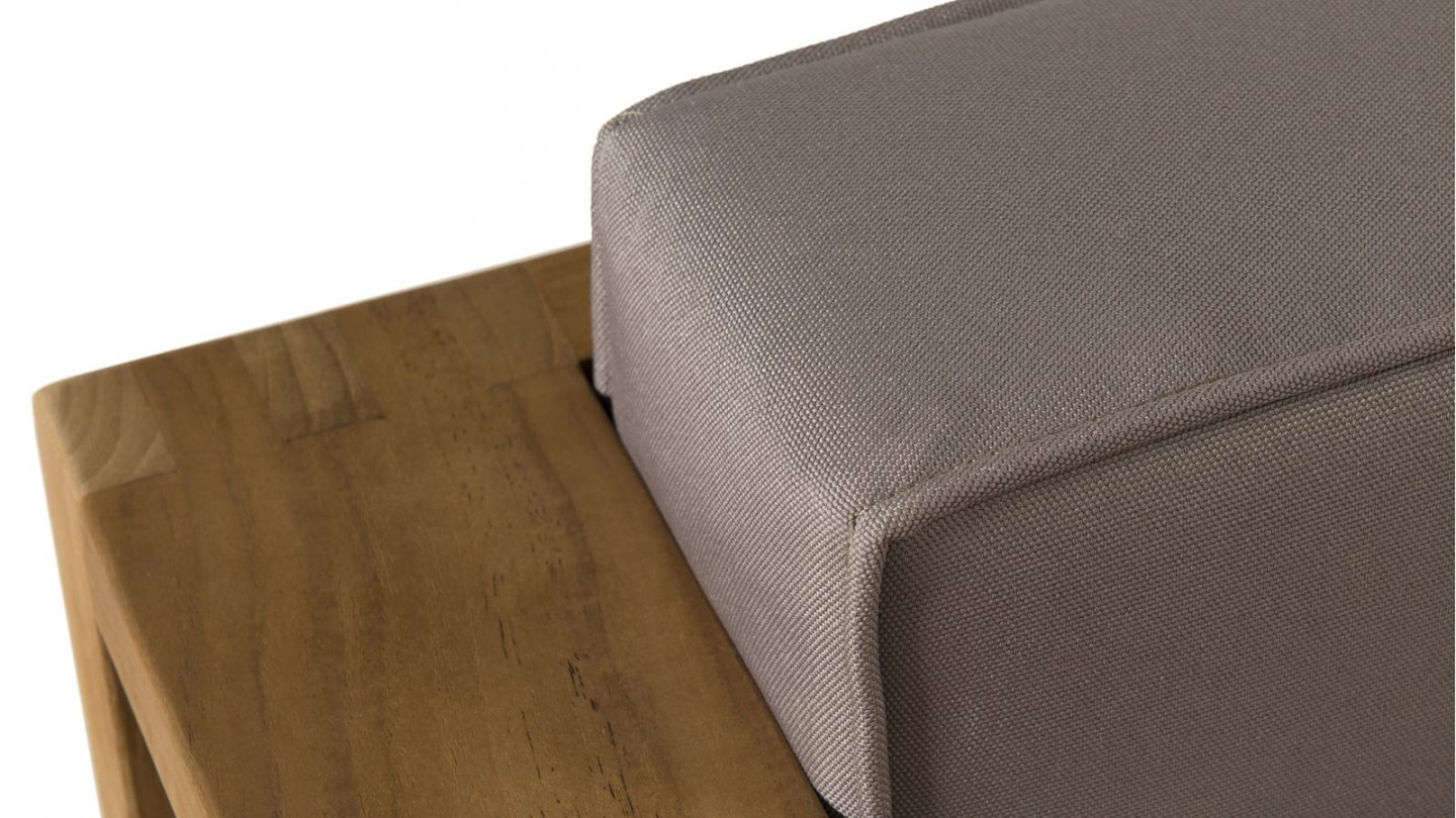 Salon de jardin 5 places en teck avec coussins taupe - Collection Minorque