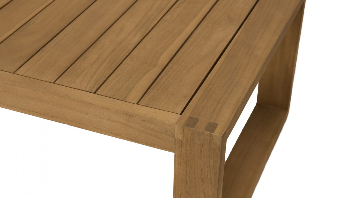 Salon de jardin 5 places en teck avec coussins taupe - Collection Minorque