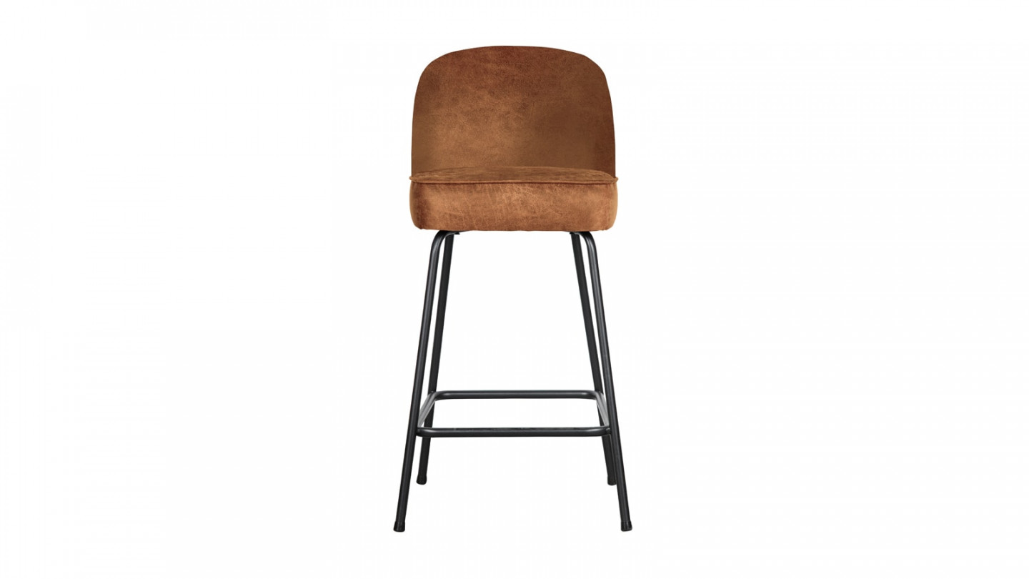 Tabouret de bar 65cm en velours cognac - Collection Vogue - BePureHome